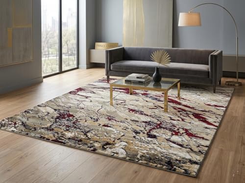 Image of 5 x 7 Feet Modern Carpet for Living Room | Non-Fade Soft Floor Rug for Hall & Bedroom | Easy Clean & Non-Slip Backing