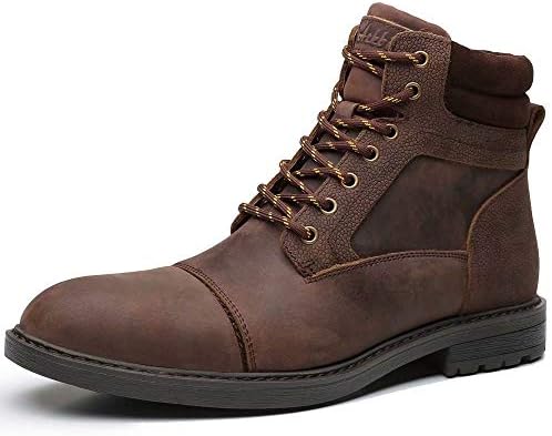 Men's Casual Combat Boots Motorcycle Chukka Oxfords Ankle Dress Boots Coffee 10