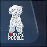 I Love My Toy Poodle Clear Vinyl Decal Sticker for Window, Miniature Teacup Dog Sign Art Print Design