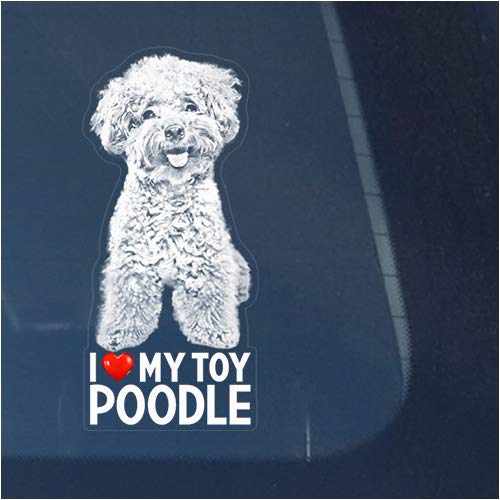Vinyl Designs I Love My Toy Poodle Clear Decal Sticker for Window, Miniature Teacup Dog Sign Art Print