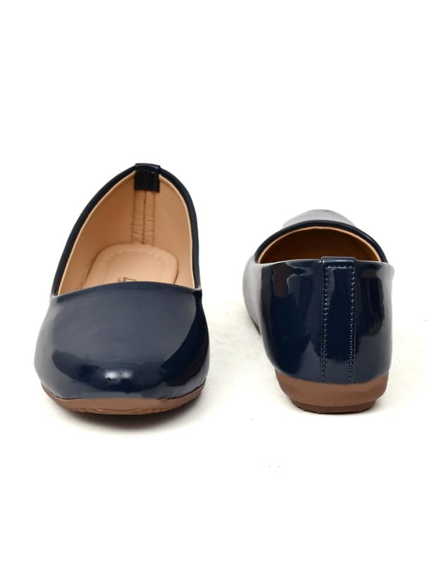 Image of MISS London Women's Bellies | Patent Leather Flats for Casual & Office Wear | Stylish & Comfortable | TPC Sole