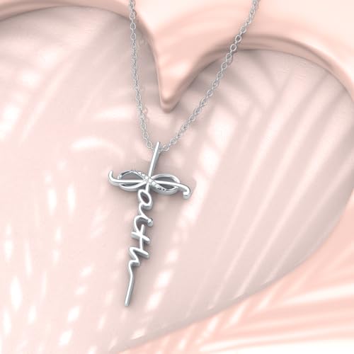 Diamond Faith Cross Necklace for Women 925 Sterling Silver Infinity Faith Pendant with Lab Grown Diamond Jewelry Gifts for Her4