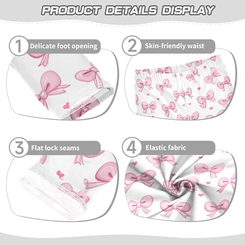 Wusikd Pink Bows 2 Girls' Leggings Toddler Doodles Kids Yoga Pants Dance Active Tights 4T3