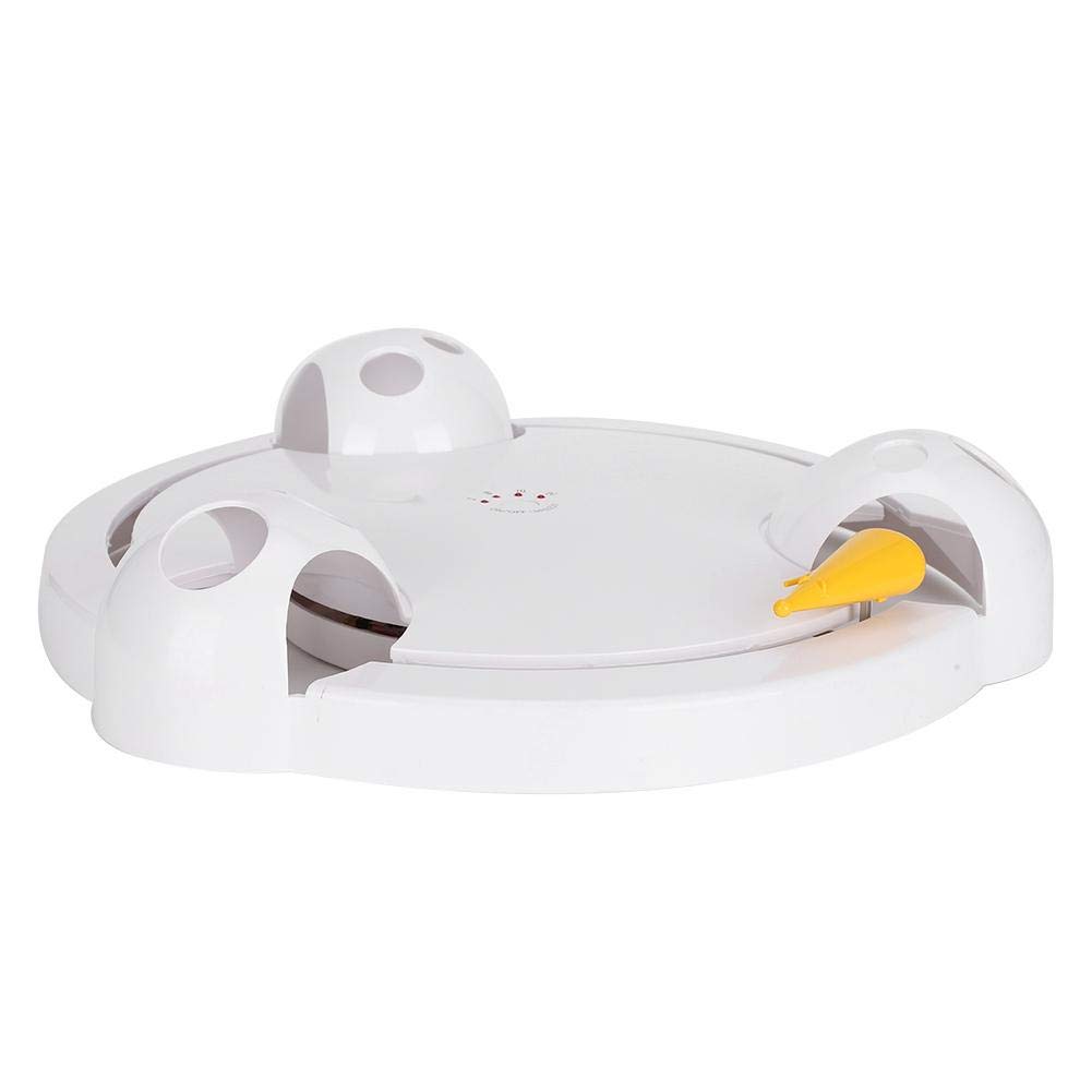HEEPDD Turntable Electric Cat Toy, Automatisches Smart Teasing Cat Game Turntable Chasing Mouse Toy (Keine Batterie)(Weiß)