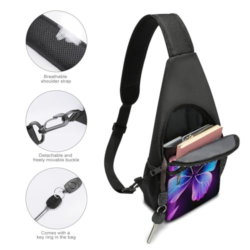 Bolso bandolera azul púrpura con diseño de mariposa miniatura 4