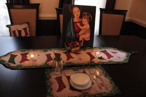 Tache Green Holiday Christmas Hang My Stockings By The Fireplace Decorative Festive Tapestry Woven Table Runners, 13 X 72 #TOP3