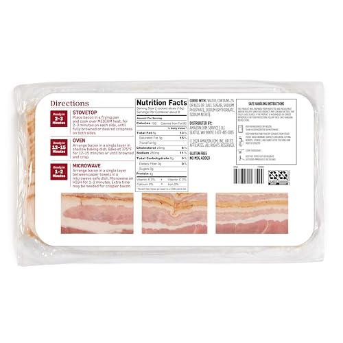 Amazon Grocery, Naturally Hickory Smoked Bacon, 16 Oz (Previously Fresh Brand, Packaging May Vary)