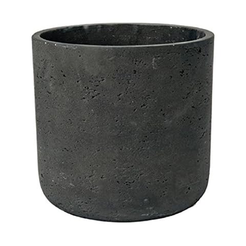 Pottery Pots Black Washed Fiberstone Indoor and Outdoor Flower Pot - Classic Modern Charcoal Planter 9.5" H x 10" W Cover
