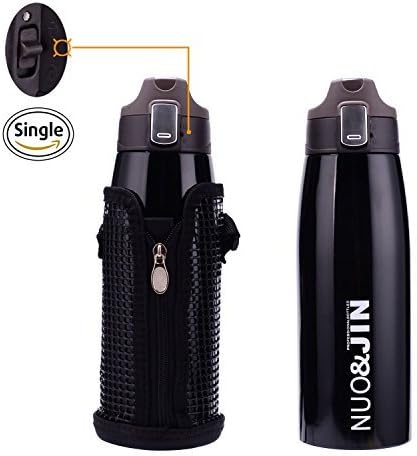 YANGLING Vacuum Insulated Water Bottle BPA Free Stainless Steel Coffee Thermos Flask Travel Mug, 24 oz Hot and Cold Leak Proof Outdoor Sports Drinking Bottle and Carrier for Men Women, Black