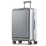 [タンスのゲン] ひるおびで紹介 キャリーケース 多機能 フロントオープン 【 Mサイズ 大容量 60L 3-7泊 】 USBポート TSAロック カップホルダー 軽量 頑丈 スーツケース 84200003(101251)