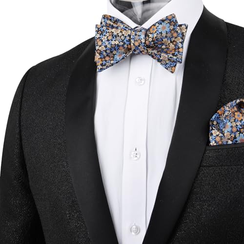 Image of Alizeal Mens 2pcs Floral Self-tied Bow Tie Pocket Square Set