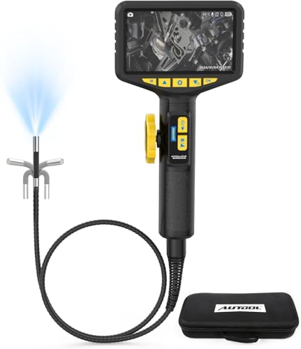 Autool Two-Way 210° Endoscope Camera With Light, 0.21Inch Borescope Inspection Camera, 5-Inch 1080P Articulating Borescope With Led Light Flexible Cab