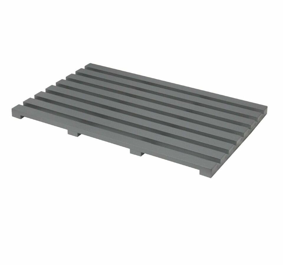 TRTO 1Pcs Grey Wood Colour Bamboo Duckboard Bath Slatted Wooden Mat Non Slip Bathroom Shower Board