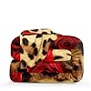 MOVE OVER Leopard Comforter Set California King Red Rose Flower Bedding Set 4 Pieces Cheetah and Rose Flower Printed Design Romantic Comforter Set for Women and Female Leopard Printed Bedding Set #4