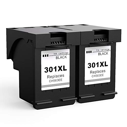 Ksera Remanufacturado HP 301 XL HP 301 Cartuchos de Tinta de Alto Rendimiento Paquete de 2-Negro (CH563EE) Compatible con HP Deskjet 1000 1010 1050 2000 2050 2540 HP Envy 4500 4502
