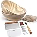 Kook Banneton Bread Proofing Set, Artisan Sourdough Bread Making Kit, 9 Inch Handwoven Rattan Baskets and Liners, Metal & Plastic Dough Scrapers, Scoring Lame & Case, 4 Extra Blades, Set of 2, Round