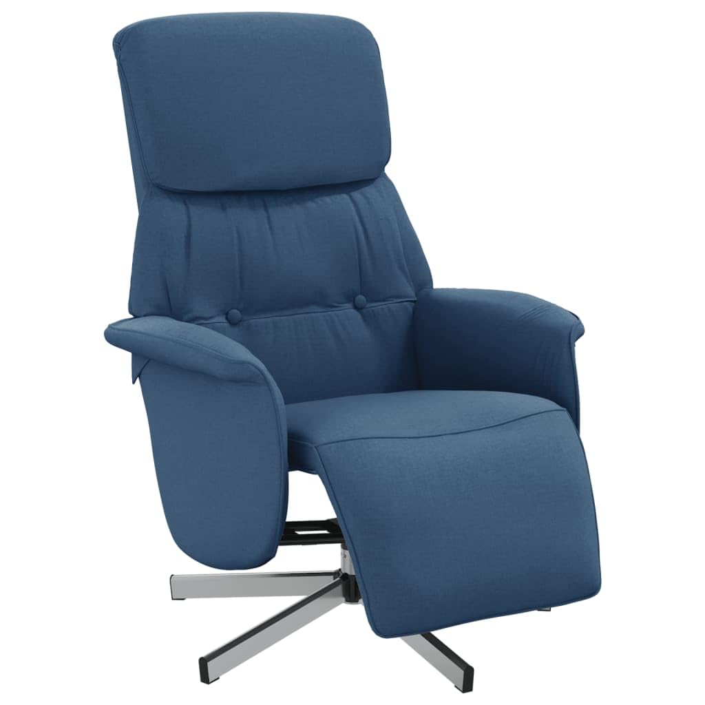 Sillón giratorio, azul, 71 x 91 x 105 cm, poliéster, chaise longue plegable, reposapiés, salón, oficina