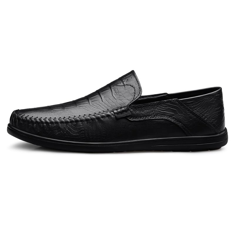 Men's Loafers Round Toe Leather Crocodile Print Loafer Shoes Lightweight Comfortable Anti-Slip Outdoor Slip-on2