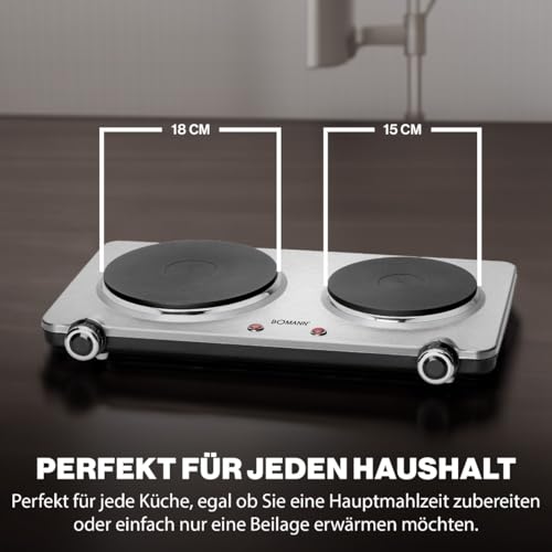 Kochplatte Bomann Edelstahl Doppel mit 2 Kochfeldern 2500W
