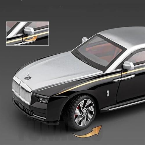 Image of BlackZone Compatible for 1 /24 Scale Rolls Royce Spectre Diecast Model Car Toy, Zinc Alloy Pull Back car with Openable Doors, Sound and Light Car Toy for Kids Boys and Girls (1:24 Spectre - Silver).