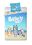 Bluey Strandtag Bettwäsche-Set für Kinder Bettbezug 135x200 Kissenbezug 80x80 100% Baumwolle Bingo Muffin Strand Eis Kinderbettwäsche Jungen Mädchen