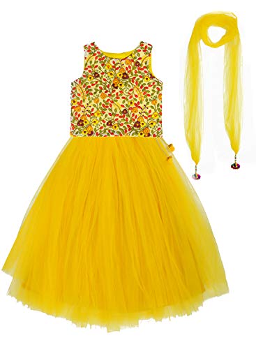 A.T.U.N Girl’S Synthetic Lehenga Choli (Glhg Ksg Amb_Yellow 1_5-6 Years)