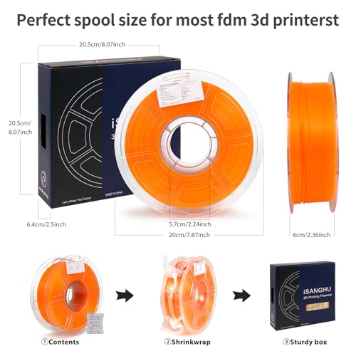 Image of 3D Printer Pla Filament HS Transparent Orange for Bambu Lab AMS,AMS Lite | High toughness is suitable for functional parts;prevents nozzle clogging and air bubbles1.75mm is suitable for Bambu printers