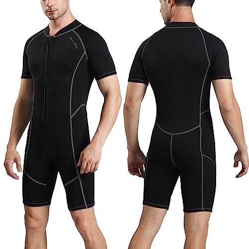 OMGear Wetsuit 3mm Neoprene Short Sleeve Diving Wet Suit Women Men Thermal Shorty Swimsuit for...
