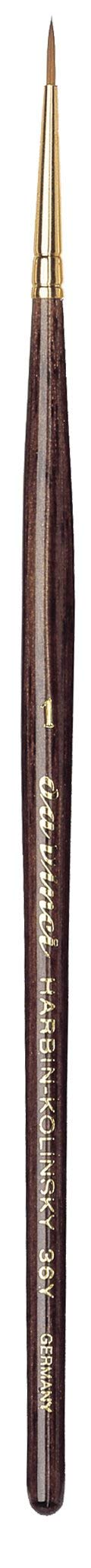 da Vinci Watercolor Series 36Y Paint Brush, Round Harbin Kolinsky Red Sable with Anthracite Hexagonal Handle, Size 1