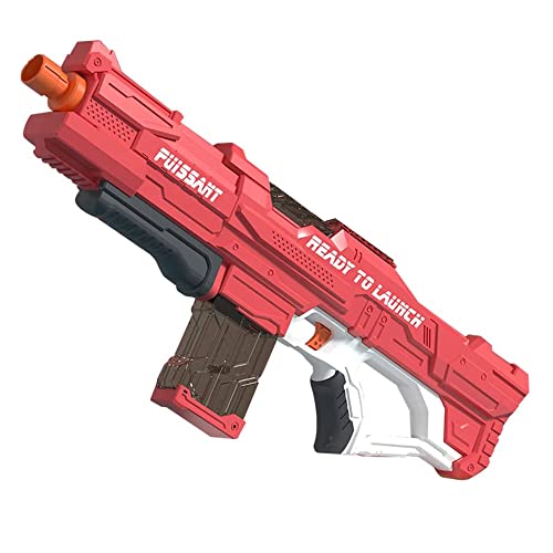 水鉄砲 電動 超強力飛距離 約7-15m 水鉄砲合戦 電動水ピストル 電動ウォーターガン 水てっぽう 子供用 大人 海水浴 プール 川 遊び お風呂水鉄砲 (赤)