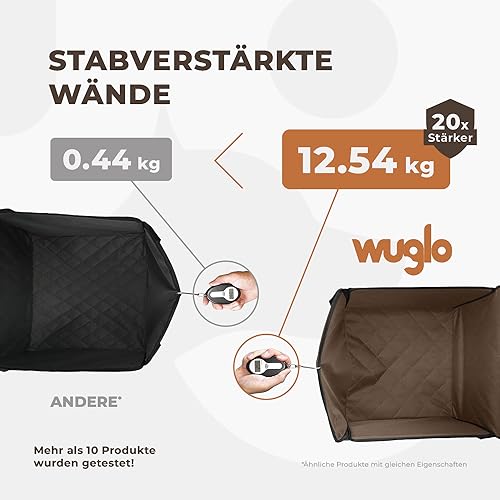 WUGLO Extra Stabiler Hunde Autositz – Hochwertiger Auto Hundesitz für kleine Hunde bis 12 kg – Verstärkte Wände und 3 Gurte – Wasserdichter Hundeautositz für Rück- und Vordersitz