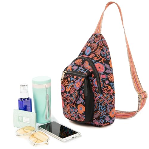 Image of SILKAREA Vintage Embroidered Floral Ethnic Backpack for Women Handbag Shoulder Bag Mini Travel Purse (Embroidered Red)