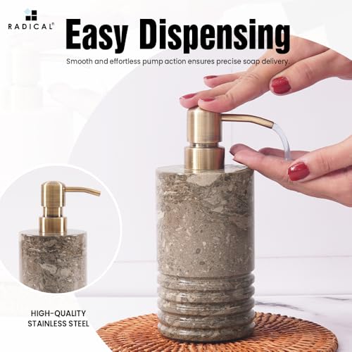 Image of Radicaln Oceanic Marble Liquid Soap Dispenser, 7.5'' Inches, 8.5 Oz Capacity, Refillable & Reusable, Modern Design for Kitchen & Bathroom