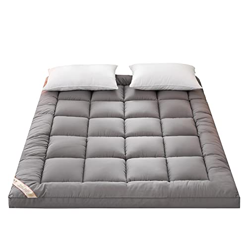 mozhixue Protege Matelas |Tatami Japonais Futon | Moderne Tapis Futon Double ​Antidérapant ​Et Respirant, Dortoir Familial Premium Housse Matelas Matelassé Epaisseur 10Cm,Gris,150X200cm Cover