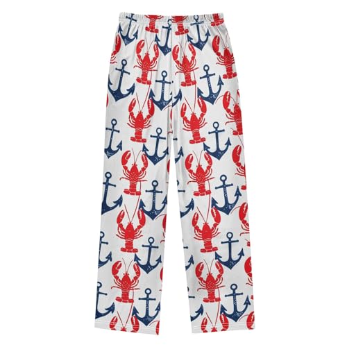Cartoon Ocean Lobster Pajama Pants Lounge Sleep Pants Elastic Waist Long Pajama Bottoms with Pockets for 6-14 Years2