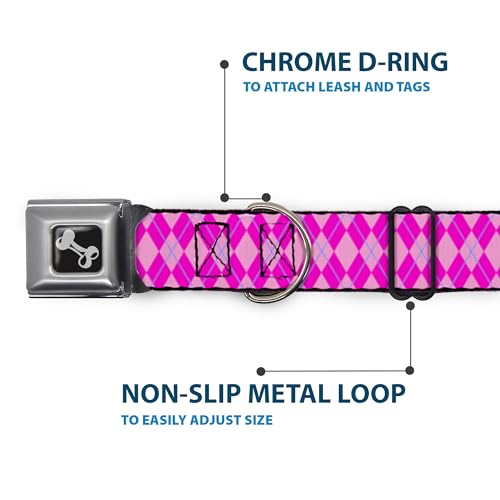 Collier de chien Buckle Down argyle rose os en nylon robuste