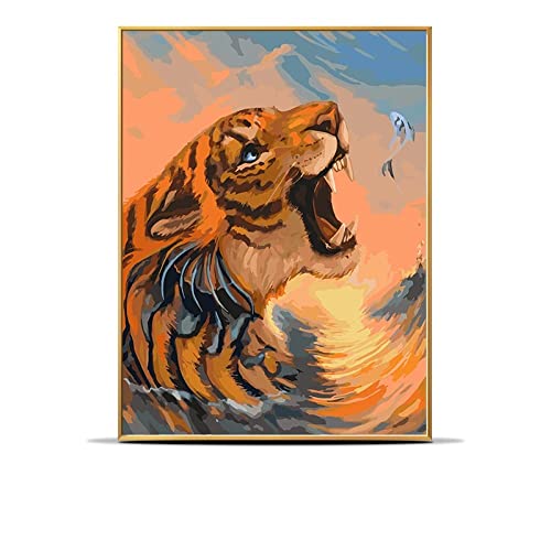 Tableau fait main tigre du zodiaque cadeau idéal pour pendaison de crémaillère