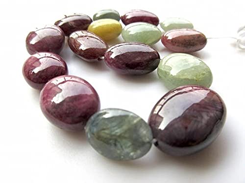 Perles saphir rose et jaune en ovale de 14 à 22mm pour création de bijoux de luxe