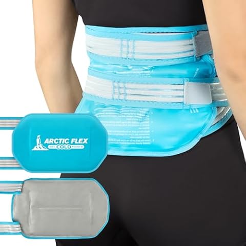 Arctic Flex Ice Pack for Back Pain Relief - Reusable Gel for Lower Back - Adjustable Compression Wrap for Hot & Cold Therapy - Freezable Soft Compress for Elbow, Shoulder, Stomach, Neck, Hip & Knee Cover