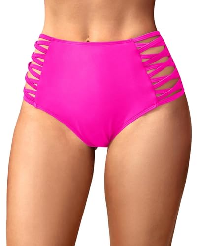 Image of Holipick Women High Waisted Bikini Bottoms Tummy Control Swimsuit Bottoms Strappy Swim Bottom