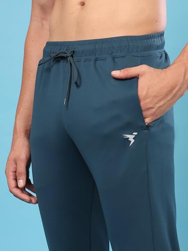 Image of TECHNOSPORT Men Mid Rise Solid Regular Fit Track Pant with Technodry, Antimicrobail for Gym, Workout, Sports and Regular Use