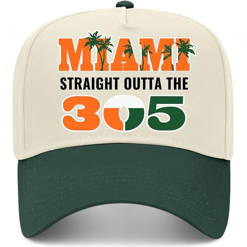 Miami Straight Outta The 305 Hat | Premium Adjustable Snapback Baseball Trucker Hats for Men & Women (US Alpha One Size Green/Natural)