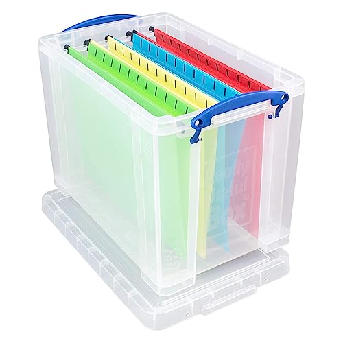 Image of Really Useful Box 19 Liter Plastic Stackable Storage Container with Snap Lid & Built-in Clip Lock Handles for Home & Office Organization, (10 Pack)