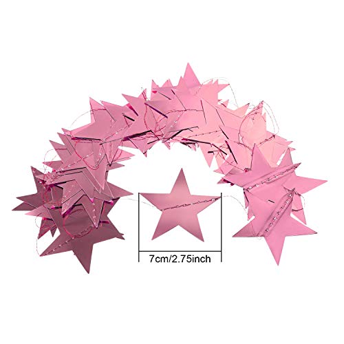 Image of Patelai Glitter Star Garland Banner 2026 Party Decor 130 Feet Star Hanging Streamers Twinkle Backdrop for Classroom Birthday Graduation Wedding Supplies(Rose Pink (21-2-5))