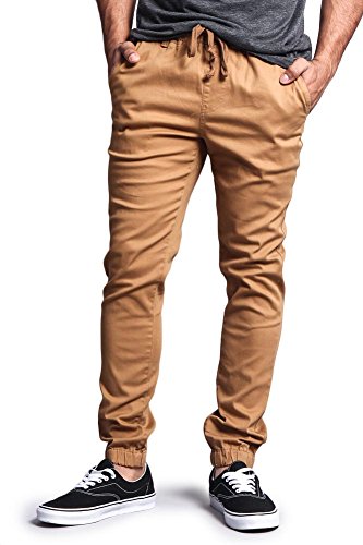 G-Style USA Mens Slant-Pocket Skinny Joggers - Wheat - Small - JJ1F