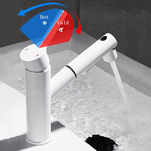 Grifo de lavabo extraíble en latón macizo blanco con mezclador monomando premium 2