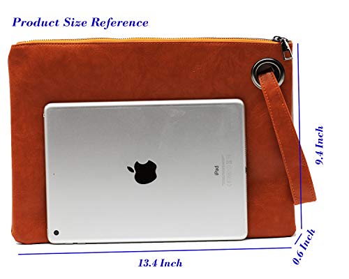 Amaze Womens Oversized Clutch Bag Large Pu Leather Pouch Evening Handbags Envelope Purse With Wristlet Shoulder Lady (Orange) #TOP1
