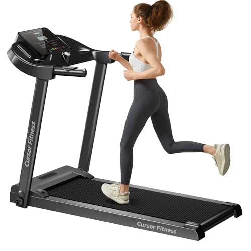 CURSOR-FITNESS-Home-Folding-Treadmill-with-Pulse-Sensor-25-HP-Quiet-Brushless-75-MPH-265-LBS-Capacity