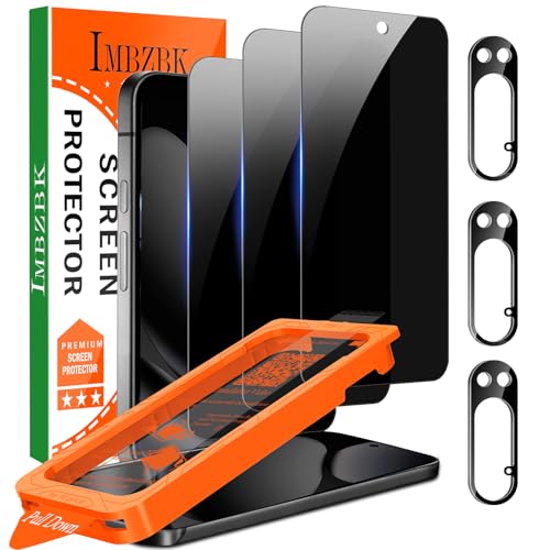 IMBZBK [Auto-Dust Removal] 3 Pack Privacy Screen Protector for Google Pixel 10 Pro XL [Phone Case Friendly] 3 Anti Spy Tempered Glass Camera Lens Protector Accessories Military Grade Shatterproof