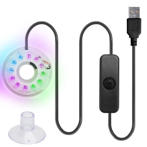 DONGKER Lampe LED pour Aquarium,USB 5 V 3 W Éclairage Sous-marin LED RVB Multicolore,Eclairage Sous-marin,Etanche,ABS,pour Aquariums